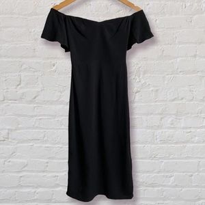 REFORMATION- Sweetheart Neck Black Cocktail On/Off Shoulder Dress Size 0